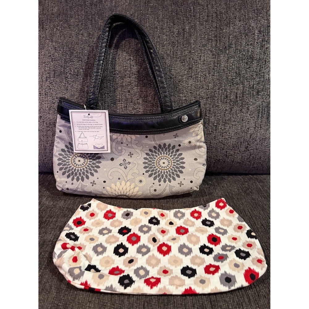 Thirty One Fitted Skirt Purse Handbag w/ 2 Covers Interchangeable Tote Bag